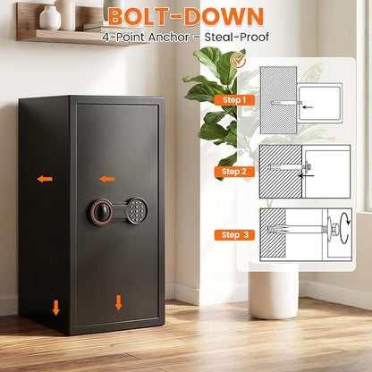 BUKUMO 8.0 Cuft Slim Home Safe with Inner Lock Box, 31.5"H Closet-Friendly