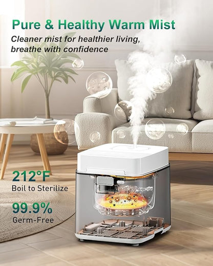 Mifasol Stainless Steel Humidifier, Warm Mist Humidifier 3.3L/0.87Gal, Steam Humidifier Large Room for Home 800 sq ft, Easy to Clean Healthy Humidifiers for Bedroom Living Room Office
