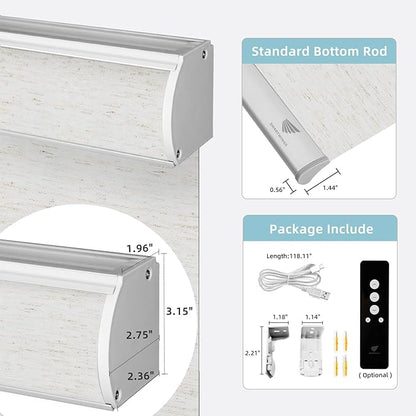 SmartWings Motorized Smart Blinds for Windows in Light Filtering, Electric Remote Roller Shades Compatible with Alexa/Google Home/Homekit, Custom Up to 110”W x 148”H, Linen Translucent White