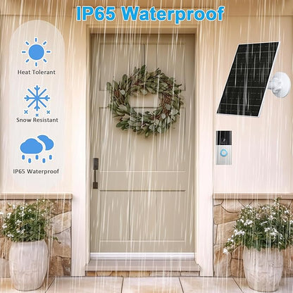 FUTURENZEN 7W Solar Panel Kit for Ring Video Doorbell 2/3/3 Plus/4, 16.4ft Cable, IP65 Waterproof, 360° Adjustable Mount