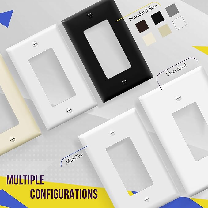 ENERLITES Decorator Light Switch or Receptacle Outlet Wall Plate, Over-Size 1-Gang 5.5" x 3.5", Polycarbonate Thermoplastic, 8831O-W, White