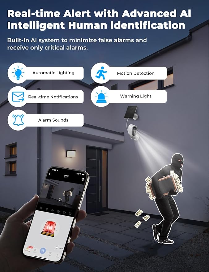 Security Cameras Wireless Outdoor No Subscription,5G/2.4G WiFi 4MP Solar Cameras for Home Security 2Cam-Kit,180-Day Powered,128GB Local Storage,Color Night Vision Home Security Cameras System