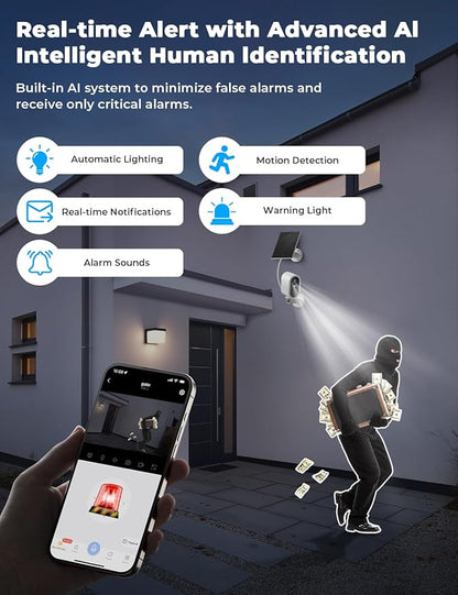 Security Cameras Wireless Outdoor No Subscription,5G/2.4G WiFi 4MP Solar Cameras for Home Security 2Cam-Kit,180-Day Powered,128GB Local Storage,Color Night Vision Home Security Cameras System