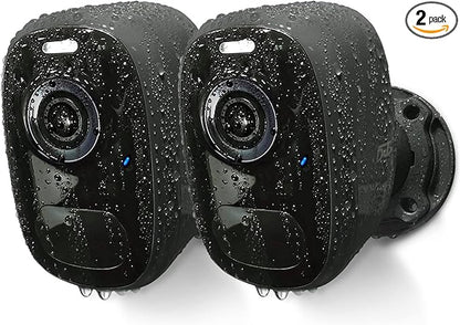 Magnetic Security Cameras Wireless Outdoor - Home Battery Powered WiFi Camera 2K Video/Color Night Vision/AI Motion Detection Siren Alarm and Spotlight 2-Way Audio Waterproof SD/Cloud (Black(2pcs))
