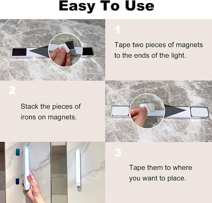 6 Pack Motion Sensor Under Cabinet Light, Magnetic Rechargeable Warm White 2 Color Under Counter Light, 8 Inch LED Closet for Stair Bedroom Cupboard