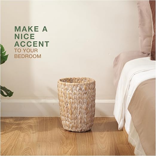 84ECO 2-Pack White Wicker Trash Cans
