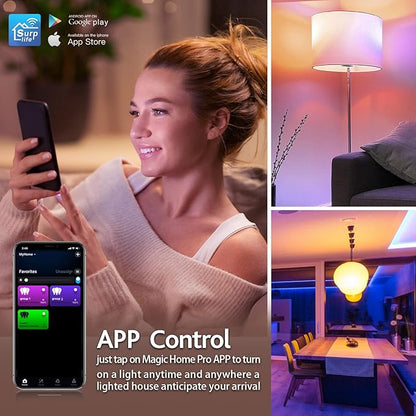 Smart Light Bulbs,Full Color Changing Dimmable LED Bulb,Compatible with Alexa and Google Assistant,UL FCC Certified,2.4GHz WiFi+Bluetooth LED Light Bulbs, Music Sync Smart Home Lighting (3)