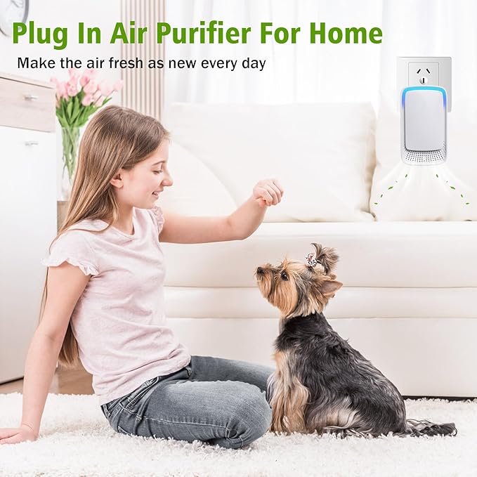 Plug In Air Ionizers for Home 3 Pack,Portable and Quiet Work Negative Ion Air Purifier for Home, Bedroom, Office,Living Room,Pet Room,Small Air Cleaner(3)