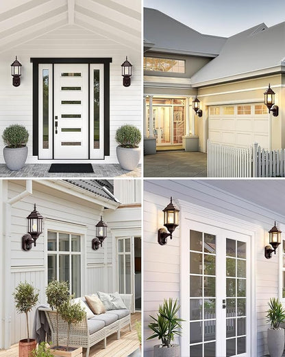 Redluck Motion Sensor Outdoor Lights, 2 Pack 16 inch Dusk to Dawn Outside Porch Lights, Waterproof Anti-Rust Outdoor Wall Lights Exterior Lighting Fixtures for House, Front Door, Brown