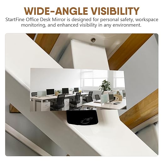 Stick-on Desk Security Mirror Convex Office Cubicle Mirror to See Behind You for Safety Rear-View Monitor for Work Station Cubicle Desk Computer PC Car(Rectangle 6.69"x2.95" Frameless)