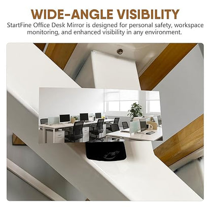 Stick-on Desk Security Mirror Convex Office Cubicle Mirror to See Behind You for Safety Rear-View Monitor for Work Station Cubicle Desk Computer PC Car(Rectangle 6.69"x2.95" Frameless)