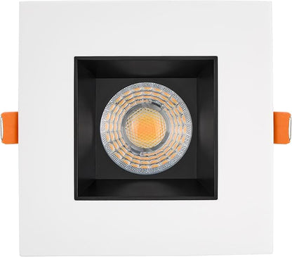 Maxxima 4 in. Ultra-Thin Recessed Anti-Glare LED Downlight, Canless IC Rated, 5 Color Temperature Selectable 2700K/3000K/3500K/4000K/5000K, Dimmable Square White/Black Trim, 90 CRI