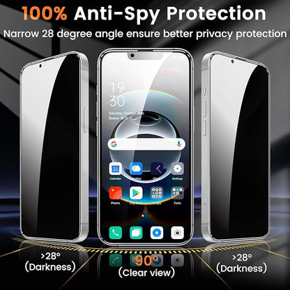 Lesakit 3+3 Pack Privacy Screen Protector for iPhone 16e 6.1-Inch with 3 Pack Camera Lens Protector, Anti Spy Tempered Glass Film 9H Hardness Bubble Free Case Friendly