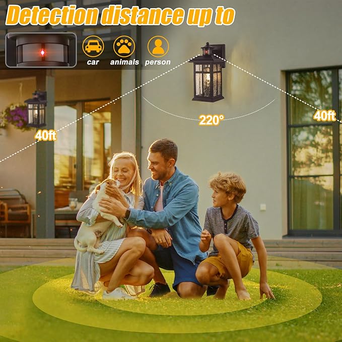 Brilvibera 2 Packs Motion Sensor Outdoor Lights- Outdoor Porch Lights Light Fixtures Motion Sensor Bronze, Porch Lights Outdoor Bronze, Exterior Lights for House, Garage, Door