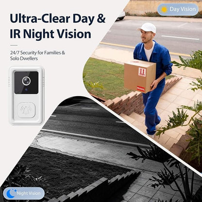Video Doorbell Camera Wireless with Chime, 2-Way Audio, Night Vision, Only 2.4GHz Wi-Fi