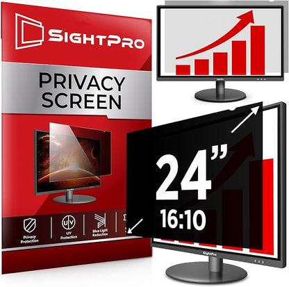 SightPro 24 Inch 16:10 Computer Privacy Screen Filter for Monitor - Privacy Shield and Anti-Glare Protector