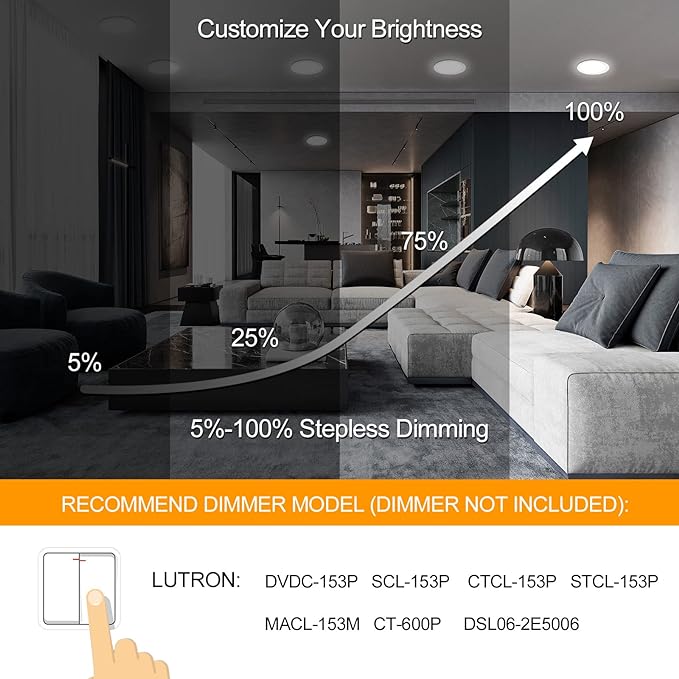 6 Pack 8 Inch LED Recessed Lighting with Junction Box Ultra-Thin, 3000K/4500K/6000K Selectable, 8" Dimmable Canless LED Downlight, 1800LM CRI80 High Brightness 5%-100% Recessed Light…