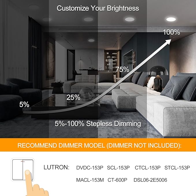 LZHOME 8 Inch LED Recessed Lighting with Junction Box Ultra-Thin, 3000K/4500K/6000K Selectable, 8" Dimmable Canless LED Downlight, 1800LM CRI80 High Brightness 5%-100% Recessed Light (1 Pack)