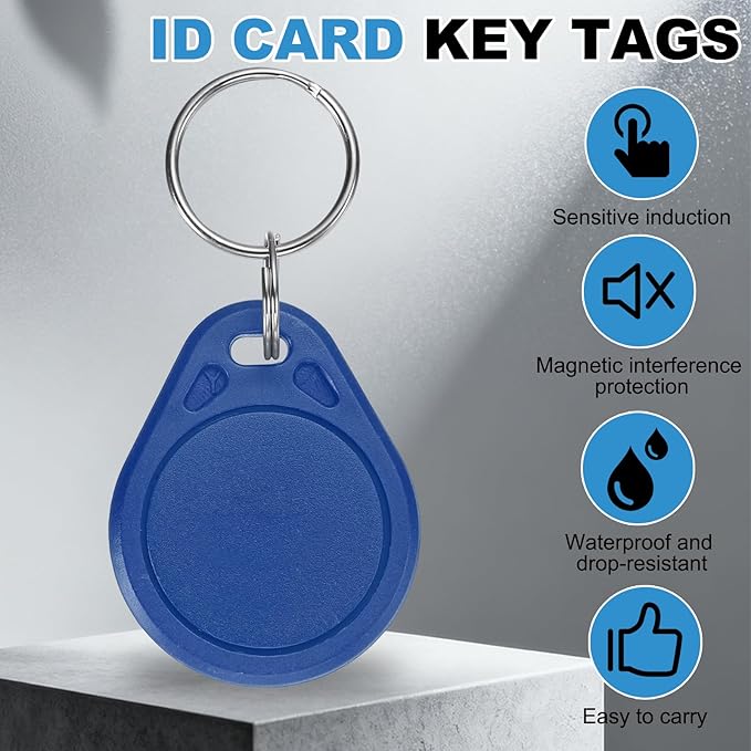 PATIKIL 10 Pcs 13.56MHz CUID Writable Rewritable Smart Key Fobs, Clone IC Key Fob Tags Blank Smart Card Key Classic 1K for Entry Access Control System, Blue