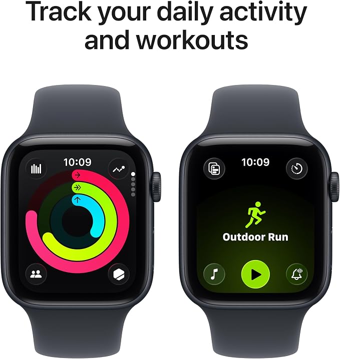 Apple Watch SE 3 [GPS + Cellular 44mm] Smartwatch with Midnight Aluminum Case with Midnight Sport Band - M/L. Fitness and Sleep Trackers, Heart Rate Monitor, Always-On Display, Water Resistant