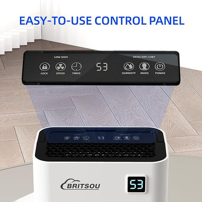 50 Pints Dehumidifier for Basement with Drain Hose - Quiet Smart Operation with 3 Modes, 24HR Timer - Ideal for Home Bedroom, Bathroom, Small to Large Rooms