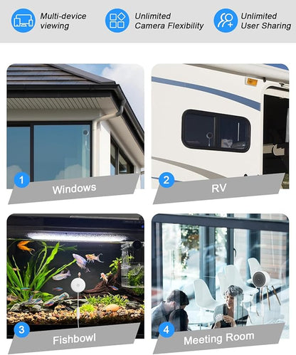 2K No-Drill Window Security Cameras, 2Packs Magnetic Cameras for Home Security, 5G&2.4G WiFi Indoor Angled Window Cam Stick on Glass, Full Color Night Vision, 24/7 AI Human Detection for RV, Apartment