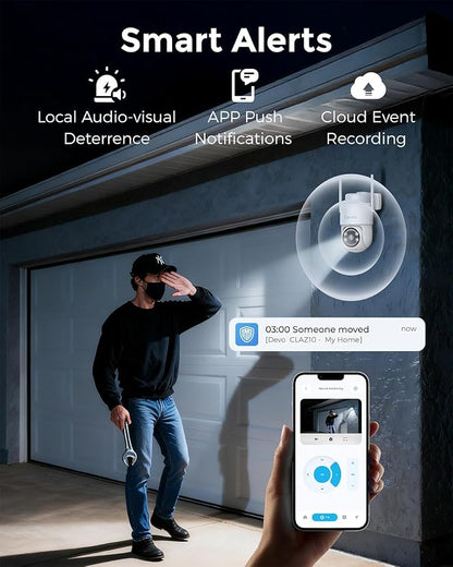 Devo Security Camera Wireless Outdoor 2.3K Color Night Vision, AI Detection