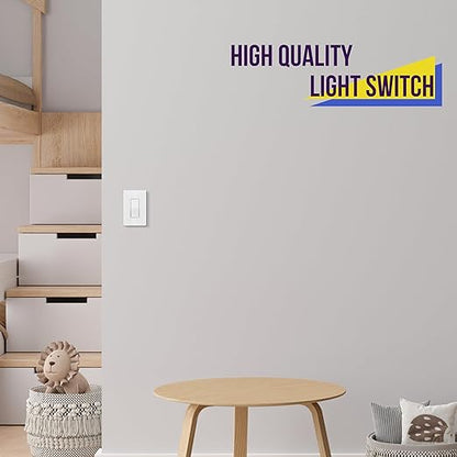 ENERLITES Matte White Light Switch, Decorator Paddle Rocker Wall Switch, Single Pole, 3 Wire, Grounding Screw, Residential Grade, 15A 120V/277V, UL Listed, 91150-MW-10PCS (10 Pack)