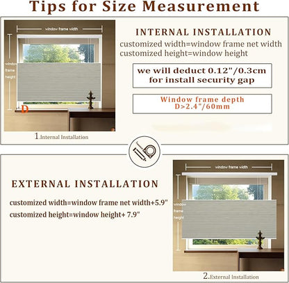 Godark Motorized TDBU Cellular Shades with Remote Control Smart Honeycomb Blinds Compatible with Alexa Google Home Smarthings Custom Double Cellular Blackout for Indoor Windows Doors-Grey