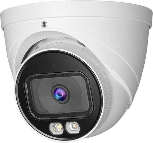 DahuaSecurity 5MP POE IP Turret Camera with AI Human/Vehicle Detection, IP67 Weatherproof, Smart Dual-Light Night Vision, Indoor/Outdoor Dome Camera, Metal Housing, Built-in Mic
