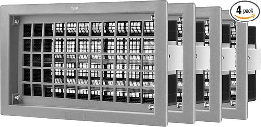 Crawl Space Foundation Vent Cover Automatic 8x16 Inch, Gray 4 Pack | Auto Open/Close at 40°F-70°F, Freeze Protection & Energy Saving, DIY Replacement for House, Mobile Home & Skirting, Plastic