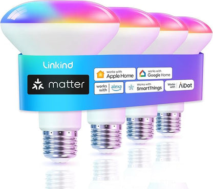 Linkind Matter Smart BR30 Bulbs 4-Pack & WiFi A19 4-Pack