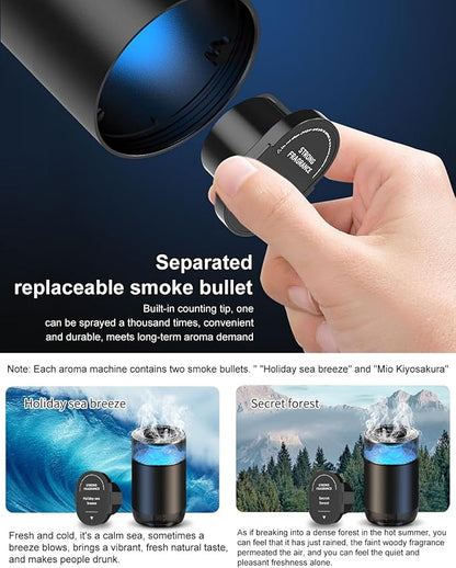 Car Air Freshener, Smart Car Air Freshener Diffuser, Auto On/Off Air Diffuser with Three Adjustable Modes, RGB Music Syncing Light, for Men,Father,Husband