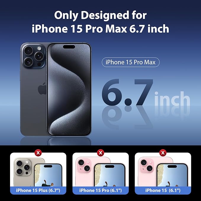 Mkeke for iPhone 15 Pro Max Screen Protector 3 Pack, [9H+ Hardness] [Military-Grade Drop Protection] [Sensitive Touch] [Easy Installation] [HD Clear] Full Edge Coverage Tempered Glass