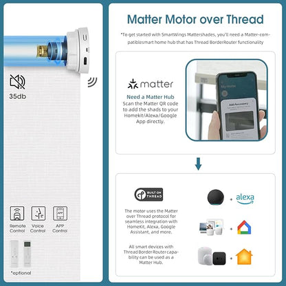 Motorized Roller Shade, 100% Blackout Smart Window Blinds Work with Homekit, Alexa, Google Home, Remote Control, Electric Blinds with USB/Solar Pannel Charging, Texture White