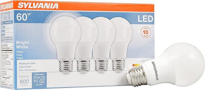 Sylvania ECO LED A19 Light Bulb, 100W Equivalent, Soft White - 6 Pack & LED Light Bulb, 60W Equivalent A19, Efficient 8.5W, Medium Base, Frosted Finish, 800 Lumens, Bright White - 4 Pack