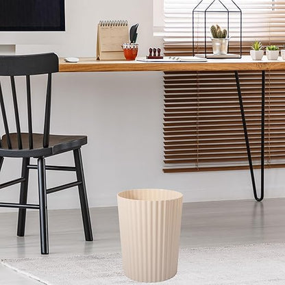 JiatuA Small Trash Can Plastic Wastebasket Round Garbage Container Bin for Bathroom, Kitchen, Bedroom, Home Office, College Dorm, Beige 2 Pack