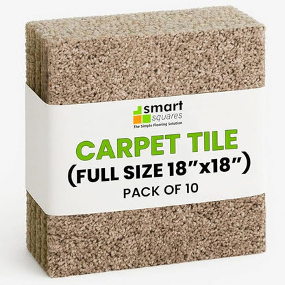 Smart Squares Easy Street Premium Plush Carpet Tiles, Made in USA – 18x18 Peel and Stick Floor Tiles with Attached Padding – Seamless DIY Carpet Squares (22.5 Sq Ft, Pack of 10, 4032 Casa Marina)