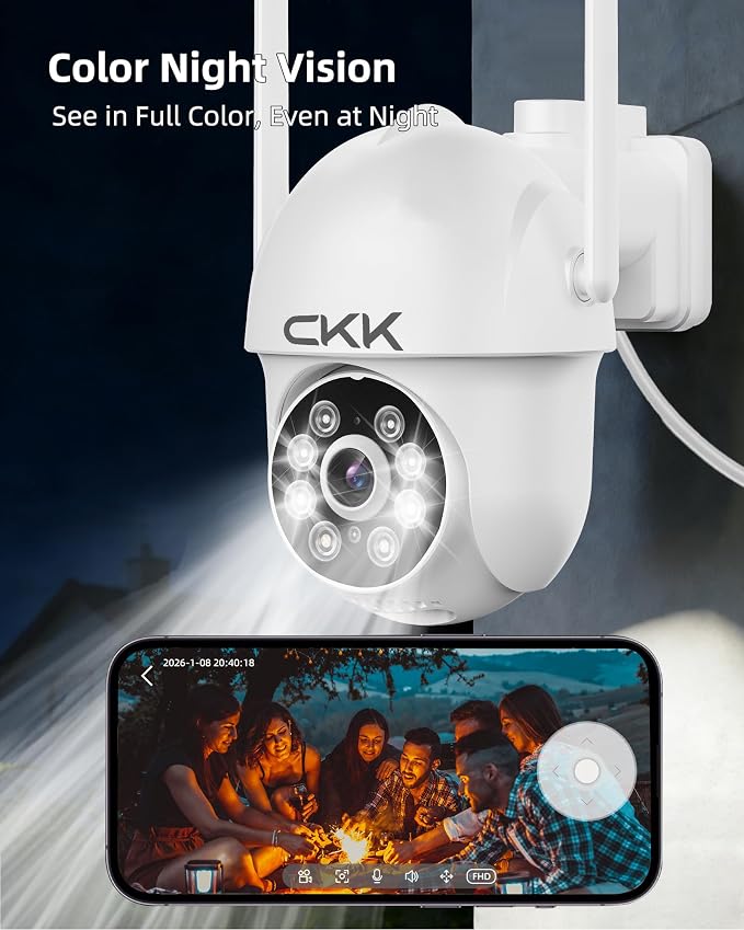 CKK 2K Security Camera Outdoor Corded Power, 3MP Cameras for Home Security