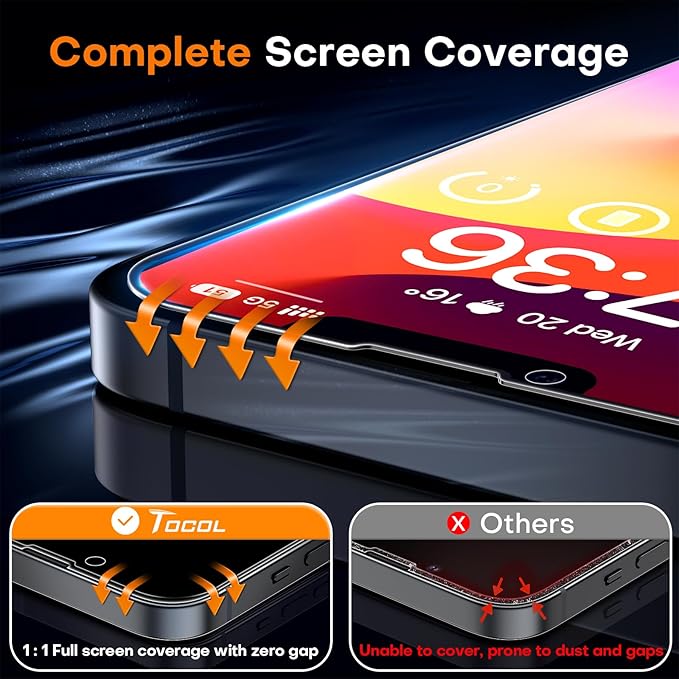 TOCOL for iPhone 13 mini Privacy Screen Protector 9H Hardness Military Grade Shatterproof HD Tempered Glass Full Coverage Easy Installation Case Friendly 2 Pack