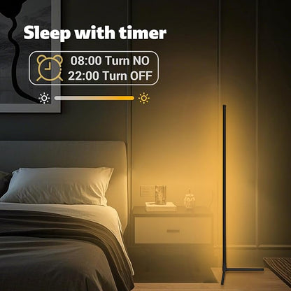 Tyute LED Corner Floor Lamp, 68+ Scenes, 16 Million Colors Corner Light with App & Remote Control, Smart RGB Ambient Lighting with Music Sync, Mood Lighting for Bedroom, Living Room, Gaming Room