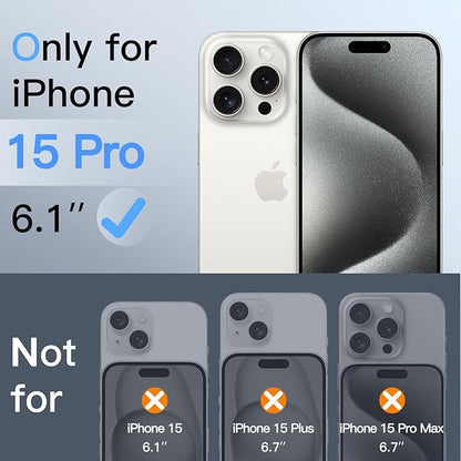JETech 360 Degree Privacy Screen Protector for iPhone 15 Pro 6.1-Inch, 4-Way Anti-Spy Tempered Glass Film with Easy Installation Tool, 2-Pack