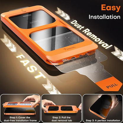 TOCOL for iPhone Air Privacy Screen Protector 6.6 inch 9H Hardness Military Grade Shatterproof HD Tempered Glass for Full Coverage Easy Installation 2 Pack
