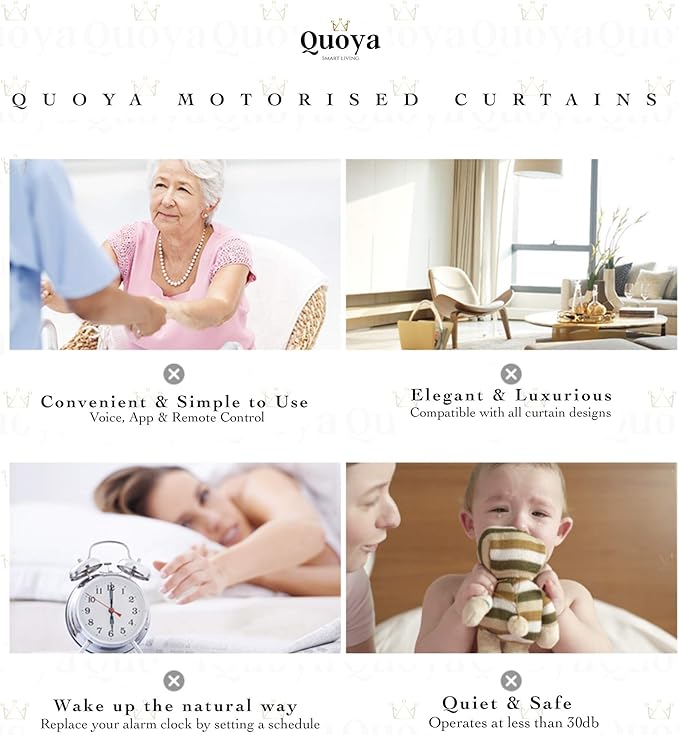 Quoya QL500 Smart Curtains System, Electric Curtain Track with Automated Rail【Motorized and Adjustable Tracks/Rod/Pole (up to 7 metres / 275 inches)】【Motor compatible with Alexa】