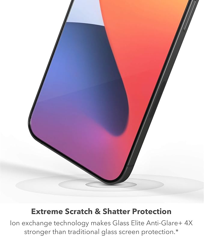 ZAGG Glass Elite Anti-Glare Plus - Blocks Glare from your device - Made for iPhone 12 Mini, InvisibleShield, Clear, 200106676