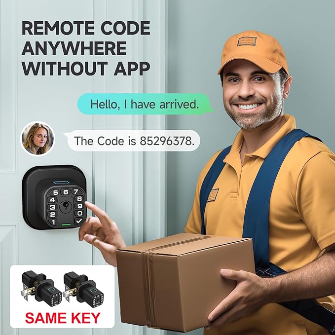 Richelock Fingerprint Door knob, Smart Biometric Door Lock with Keypad, Keyless Entry Code Door Knob, Waterproof & Weatherproof , Auto Lock ,Voice Navigation, For Bedroom, Gate,Office