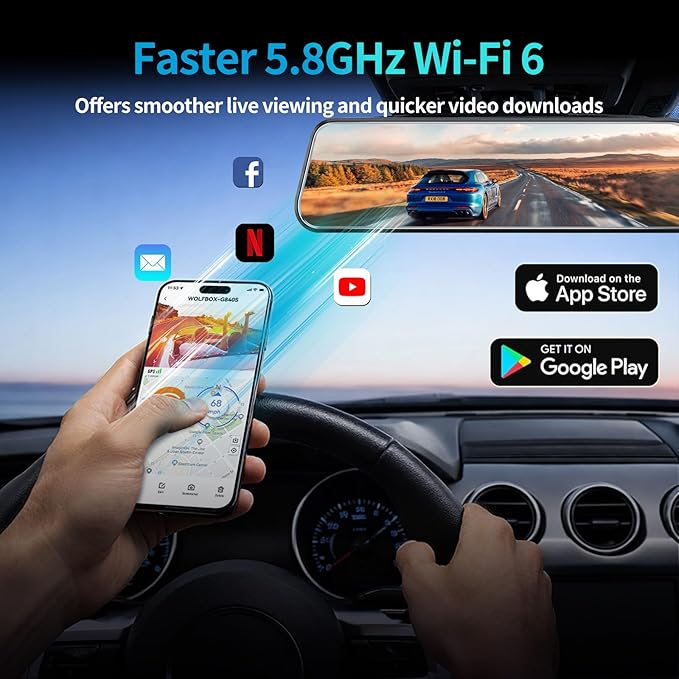 KCV 4K Mirror Dash Cam for Ford Mustang 2015-2023, Front 4K + Rear 1080P Camera, Integrated Replacement OEM Look, Plug & Play, Includes Free 64GB Card