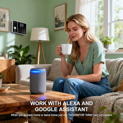 LWOHSI Wireless Alarm System for Home Security,DIY Door and Motion Sensors,3MP HD Security Camera,WiFi+GSM 4G/Tuya Phone APP Real-Time Alert,Work with Alexa and Google,No Monthly Fee