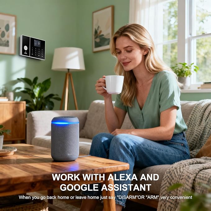 PGST Smart Alarm System for Home Security,DIY Door and Window Alarm Sensors,Tuya App/4G SMS Alerts,Work with Alexa&Google for Apartment,Cabage,No Contract Fee