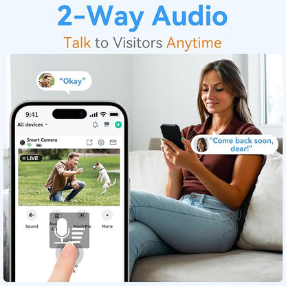 Thybro Magnetic Security Camera Wireless - 2Pack AI Motion Detection, 2K HD Video, Battery Powered, Ease of Setup, 2-Way Audio,IR Color Night Vision, Waterproof, Outdoor & Indoor Surveillance
